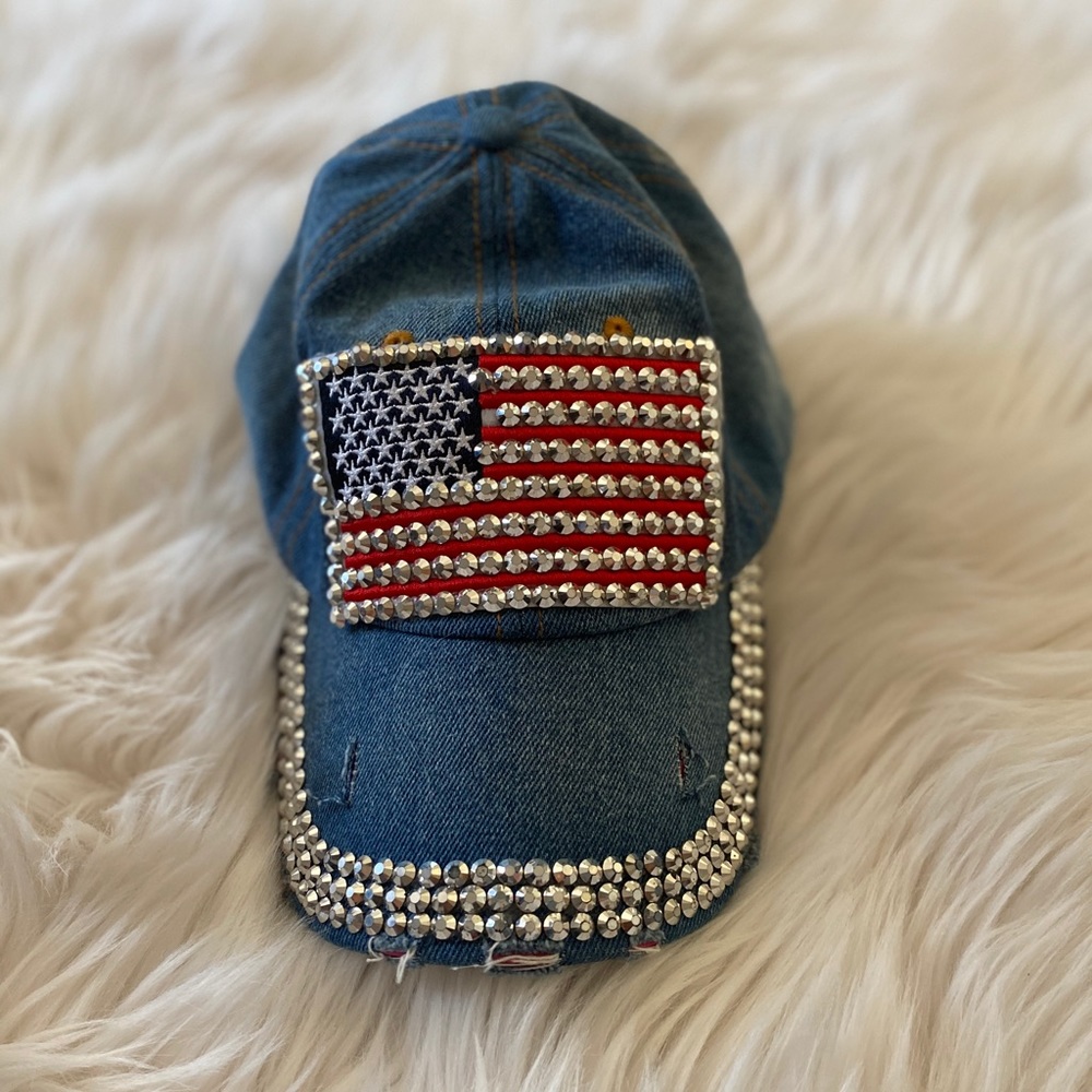 Merica Sparkly Denim Dad Hat